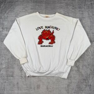 Duracell Sweatshirt Mens Large White Vtg 90s Love Machine Promo Funny Crewneck
